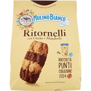 Mulino Bianco Biscotti Frollini Ritornelli con Cacao e Mandorle, Senza Olio di Palma, Colazione Ricca di Gusto, 700 g