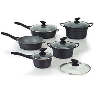 Tognana Evoluta, Batteria di pentole e padelle, Set con 3 casseruole, 2 padelle, 4 coperchi, 10 Pezzi, Alluminio, Grigio
