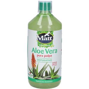 Matt Aloe Vera Pura - Succo Depurativo con Polpa, 1 L, Azione Lenitiva e Benessere Digerente, Senza Glutine