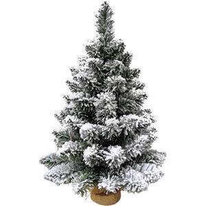 eacommerce Albero di Natale Alberello Pinetto Verde in PVC ignifugo con Base rivestita in Juta (Altezza 45 cm, Innevato)