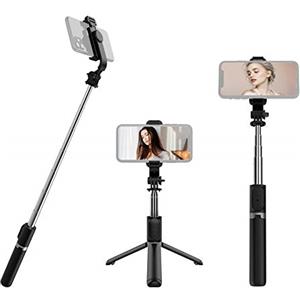 Andoer Supporto per treppiede estensibile portatile BT Wireless BT Selfie Stick multifunzionale con 103 cm max. Lunghezza telecomando per riprese video Vlog Foto di gruppo Selfie Live Stream