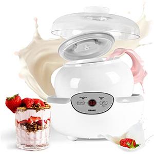 Duronic YM1 Yogurtiera elettrica automatica - 1 vasetto in ceramica da 1.5 litri - Macchina per yogurt con display digitale timer impostabile - Ideale per preparare yogurt fatti in casa