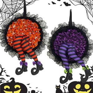 YUEMING 2PCS Ghirlande di Halloween per Porta D'ingresso, Ghirlanda di Strega con Gambe Ghirlanda, Decorazione della Parete di Halloween Ghirlande pour Porte d'entrée Intérieur Extérieur