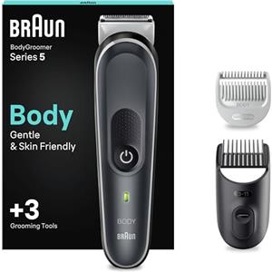 Braun Body Groomer 5 Rasoio Elettrico Corpo Uomo, Depilazione Uomo, Accessori Inclusi, lama in Metallo, Ideale per Aree Sensibili, Gambe, Petto e Ascelle, Idea Regalo, BG5350 Grigio e Bianco