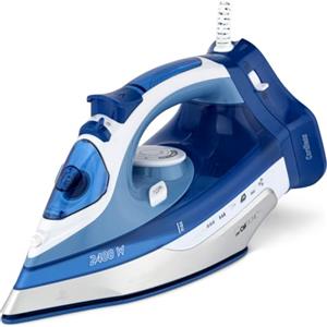 Clatronic Blau Ferro da Stiro Centrale a Vapore con 7 funzioni e Suola Speciale in Acciaio Inossidabile-Db 3706, 2400 W, Ceramica AntiGraffio con Eccellente scorrevolezza, Bianco/Blu