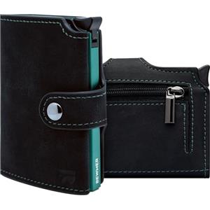 BEWMER v2 Portafoglio Uomo Slim In Similpelle Con Protezione RFID Anticlonazione - Porta Carte Di Credito Uomo E Donna Per 9 Tessere, Con Portamonete - Porta Tessere, Nero Verde