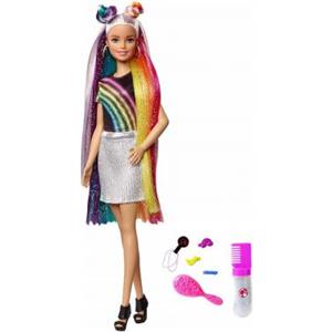 Mattel Barbie Bambola con Capelli Lunghi Arcobaleno e Tanti Accessori di Mattel