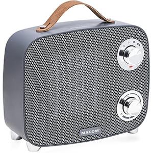 MACOM Termoventilatore Ceramico Compatto, 1500W, Termostato Ambiente, Selettore di temperatura, Sicurezza Antiribaltamento, Design Salvaspazio, Enjoy & Relax 942 MINIMAX