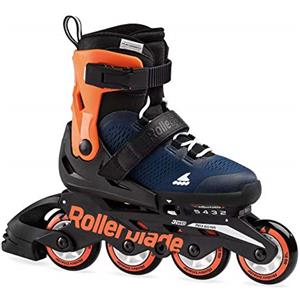 Rollerblade - Pattini in microfibra blu, per ragazzi e ragazze, unisex, Midnight Blue/Warm Orange, 36,5 - 40,5