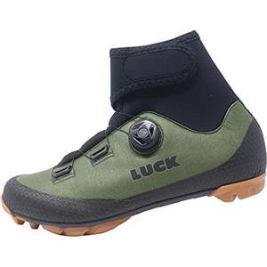 LUCK Winter Verde MTB, Scarpe da Ciclismo MTB Invernali con Suola in Carbonio, Chiusura Rotativa e Goretex., Verde oliva, 40 EU