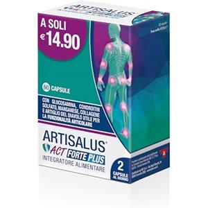 F & F Artisalus Act Forte Plus, Integratore Alimentare per il Mantenimento della Funzionalità Articolare, a base di Glucosammina, Condroitin Solfato, Manganese e Collagene - Confezione da 60 Capsule