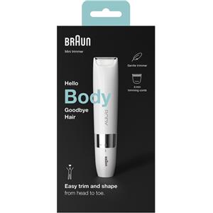 Braun Mini Rifinitore Corpo BS1000, Rifinitore Elettrico Corpo Uomo E Donna, Bianco