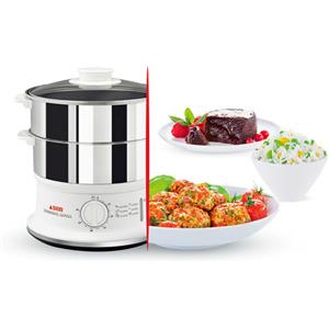 Tefal Convenient Series VC1451 Vaporiera, Pentola a Vapore 2 cestelli, Timer, Acciaio Inox, Bianco