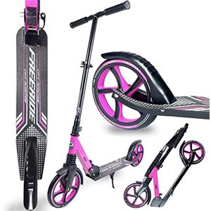 WeLLIFE Monopattini Freeride RGX - Monopattino Ruote Grandi 200mm con Sospensione Anteriore, Monopattino a Spinta per Adulti e Bambini, City Scooter Pieghevole