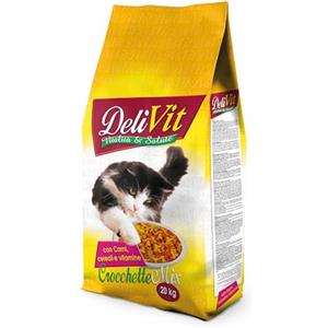 DeliVit Crocchette Mix - Crocchette Gatti Multigusto da 20Kg - Cibo per Gatti Completo con Carne, Cereali & Vitamine