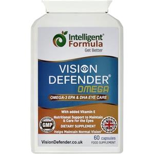 Intelligent Formula Vision Defender Omega Integratore Occhi - Omega-3 Olio di Pesce con DHA & EPA + Vitamina E - 60 Capsule Softgel - Per Comfort Visivo & Occhi Secchi - Prodotto nel Regno Unito