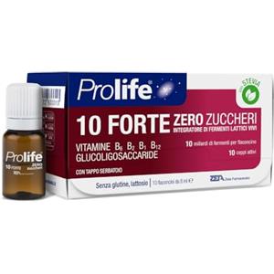 Prolife - 10 Forte, Integratore con 10 Miliardi di Probiotici per Flaconcino, Senza Zuccheri, Contiene Stevia, 10 Flaconcini da 8 ml