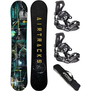 Airtracks Snowboard Set Tavola Data Flat Zero Rocker Wide Uomo 164 - Attacchi Master XL - SB Bag