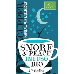 CUPPER Snore & Peace Infuso Camomilla, Melissa e Lavanda, Tisana Profumata e Delicata, Ingredienti da Agricoltura Biologica, Filtri 100% Biodegradabili, Confezione da 20 Bustine
