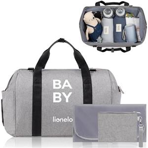 lionelo Ida Mom Bag, Borsa termica per passeggino, 2 tasche interne per bottiglie, per salviette, fasciatoio, borsa per cosmetici, tracolla per il fissaggio al passeggino (BLUE) (IDA, Grigio)