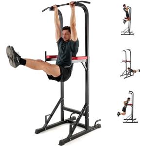ISE 5in1 Power Tower Workout Dip Station, Multifunzione Sbarra Trazioni per Dips, Chin Up, Ideale come Mentoniera, Addominali,Allenatori per Schiena e Tricipiti,Flessioni,Addominali e Cadute SY-5607