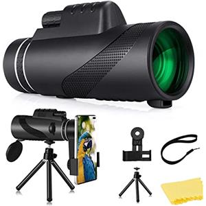 LeGDOr Telescopio monoculare 80 x 100 HD, visione notturna, telescopio con supporto per smartphone, treppiede, zoom ad alta potenza, monoculare per bird watching, escursionismo, osservazione delle stelle,