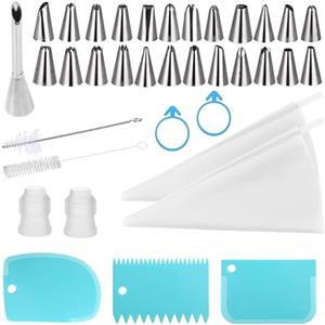 BDSHUNBF 36 sac a Poche Professionali, Set di Sacchetti per Piping, Pasticceria Accessori, sac a Poche Riutilizzabile Lavabile, 25 Beccucci Piccoli, per Decorazioni Torta, Dolci