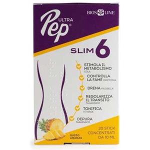 BIOS LINE Ultra Pep Slim 6 Ananas - Integratore alimentare in 20 bustine da 10 ml con Tè verde e estratti vegetali per la perdita di peso