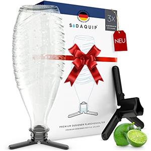 Sodaquip Portabottiglie Bottiglie in Vetro Cristallo Sodastream | 3 Supporti per Bottiglie salvaspazio | Scolapiatti portabottiglie per Bottiglie di Vetro Sodastream
