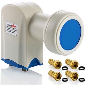 Poppstar Twin LNB 2 uscite LNC set 4 connettori F per antenna parabolica 2 ricevitori (digital, 4K, Full HD, 4k UHD, 3D TV)