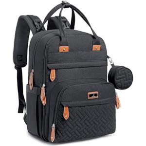 BabbleRoo Zaino per pannolini con fasciatoio per neonati, unisex, grande capacità, borsa multifunzione, impermeabile, da viaggio con custodia per ciuccio staccabile, (nero)