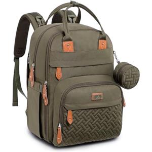 BabbleRoo Zaino per pannolini con fasciatoio per neonati, grande capacità, borsa per pannolini multifunzione, impermeabile, borsa da viaggio con custodia per ciuccio staccabile, unisex (esercito