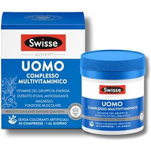 SWISSE Ultivit - Multivitaminico Uomo con Vitamina C D e Zinco per Supporto Sistema Immunitario Adulti, Integratori con Magnesio Biotina e Ferro per Metabolismo Energetico, Made in Italy, 30 Compresse