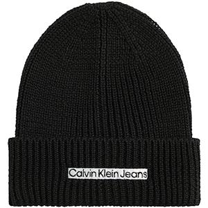 Calvin Klein Jeans Berretto in Maglia Uomo Institutional Patch Berretto Invernale, Nero (Black), Taglia Unica