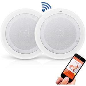 DISCORAMA COPPIA CASSE SPEAKER DA SOFFITTO BLUETOOTH 15W, CASSE SPEAKER AUDIO FILODIFFUSIONE ALTOPARLANTE 18CM DIAMETRO, CASSE DA PARETE CON MONTAGGIO AD INCASSO