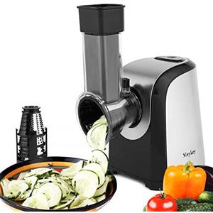 COOCHEER Grattugia elettrica per verdure e frutta, affettaverdure 150 W, tagliaverdure elettrico con 5 accessori in acciaio inox cilindri, per verdure patate cipolla
