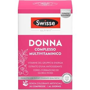 SWISSE Ultivit- Multivitaminico Donna con Vitamina D C A e Zinco per Supporto al Sistema Immunitario Adulti, Integratori con Magnesio e Biotina per Metabolismo Energetico, Made in Italy, 30 Compresse