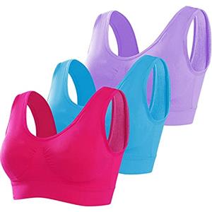Memoryee Reggiseno Sportivo Donna Imbottito Sostegno Forte Elasticizzato Taglie Forti Senza Ferretto Push Up per Yoga Vogatore Golf Palestra Fitness Corsa 6 Pezzi 6Colori1 6XL