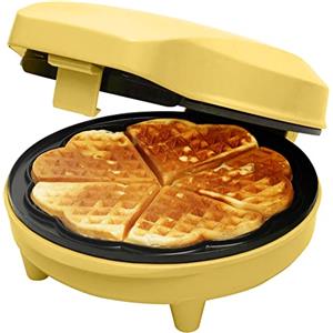 Bestron Waffle Maker, piastra per waffle a forma di cuore, macchina per waffle con antiaderente & indicatoro luminso, collezione Sweet Dreams, 700 watt, colore: Giallo