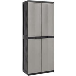 Toomax Armadio Trend Midi Portascope nero/grigio basalto con 4 ripiani regolabili, 65x37x165h cm in plastica riciclata, portattrezzi resistente ideale per garage e spazi esterni