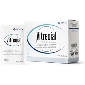 BIOFTA® VITREOIAL - Integratore alimentare supporto al corpo vitreo, alterazioni visive come le mosche volanti, Vitamine, Glutatione, Sali m., Aminoacidi, Acido ialuronico - 20 buste