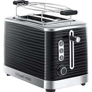Russell Hobbs Tostapane Nero - 2 Fette - Struttura lucida color Nero; Fessure per toast extra larghe; 6 livelli di doratura; Funzione di Scongelamento e Riscaldamento; 1050W Inspire 24371-56