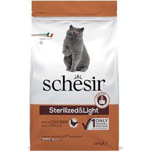 Schesir Sterilizzato e leggero Cibo Secco per Gatti Adulti Crocchette, 1,5 kg