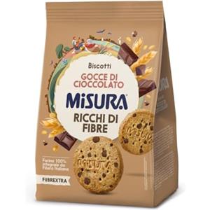 Misura Biscotti con Gocce di Cioccolato Fondente Fibrextra | 100% Farina Integrale | Ricchi in Fibre | Confezione da 290 grammi