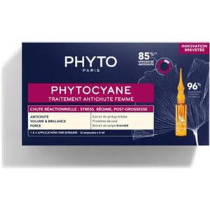 Phyto Phytocyane Trattamento Anticaduta Donna - 12 Fiale da 5 ml con Ginkgo Biloba e Proteine della Seta