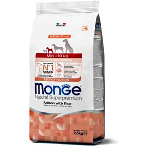 MONGE CANE CROCCHETTA MINI PUPPY & JUNIOR SALMONE E RISO 2,5 KG