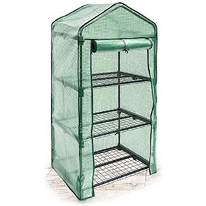 Relaxdays Serra Vivaio per Giardinaggio, 3 Ripiani, HLP 125x70x50 cm, Accessorio Giardinaggio sul Balcone, Verde