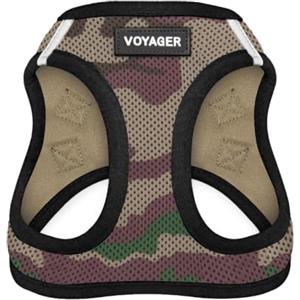 Best Pet Supplies Pettorina per cani Voyager Step-in Air, in rete, riflettente, non tira, per cani di taglia piccola-media e gatti, sicura con chiusura in velcro, fibbia, doppi anelli a D, rifiniture militare/nero, XS
