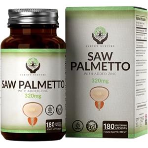 Earth's Nurture EN Saw Palmetto Prostata Integratore | 180 Serenoa Repens Capsules | ad Alto Dosaggio Estratto di Palmetto Saw 320mg con Zinco 15mg | Non-OGM, Senza Glutine e Allergeni | Prodotto nel Regno Unito