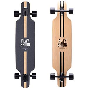 Playshion Longboard 39, Cuscinetto a Sfere ABEC-9, Skateboard Cruiser Freeride Drop-Through